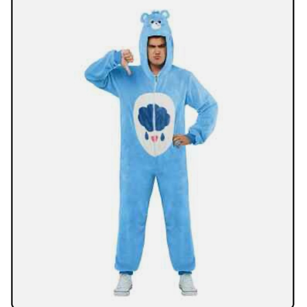 NWT Care Bears Grumpy Bear Adult Costume - Unisex - O/S Rubies HOODED JUMPSUIT